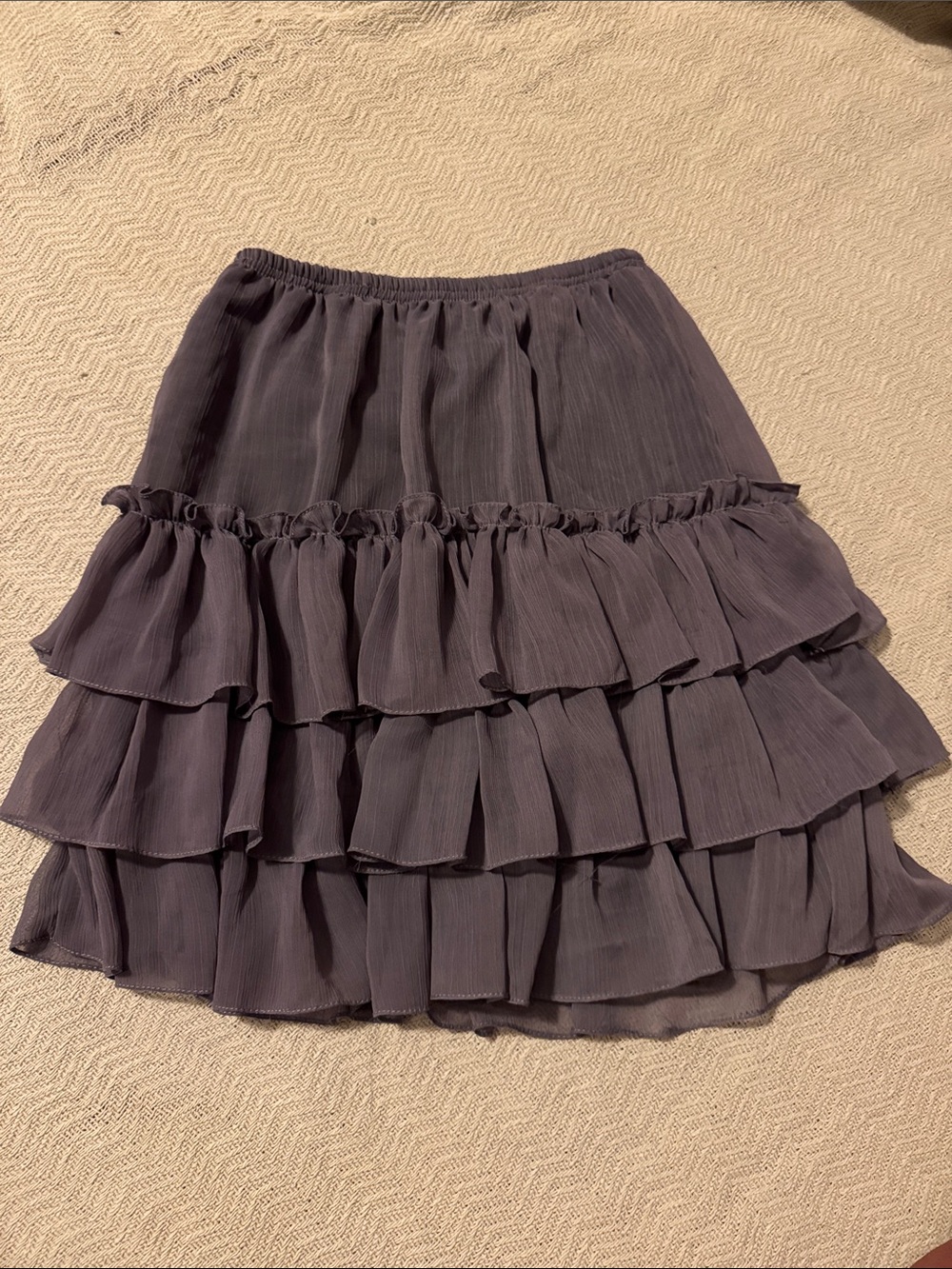 Tiered Ruffle Midi Skirt in Lavender Gray